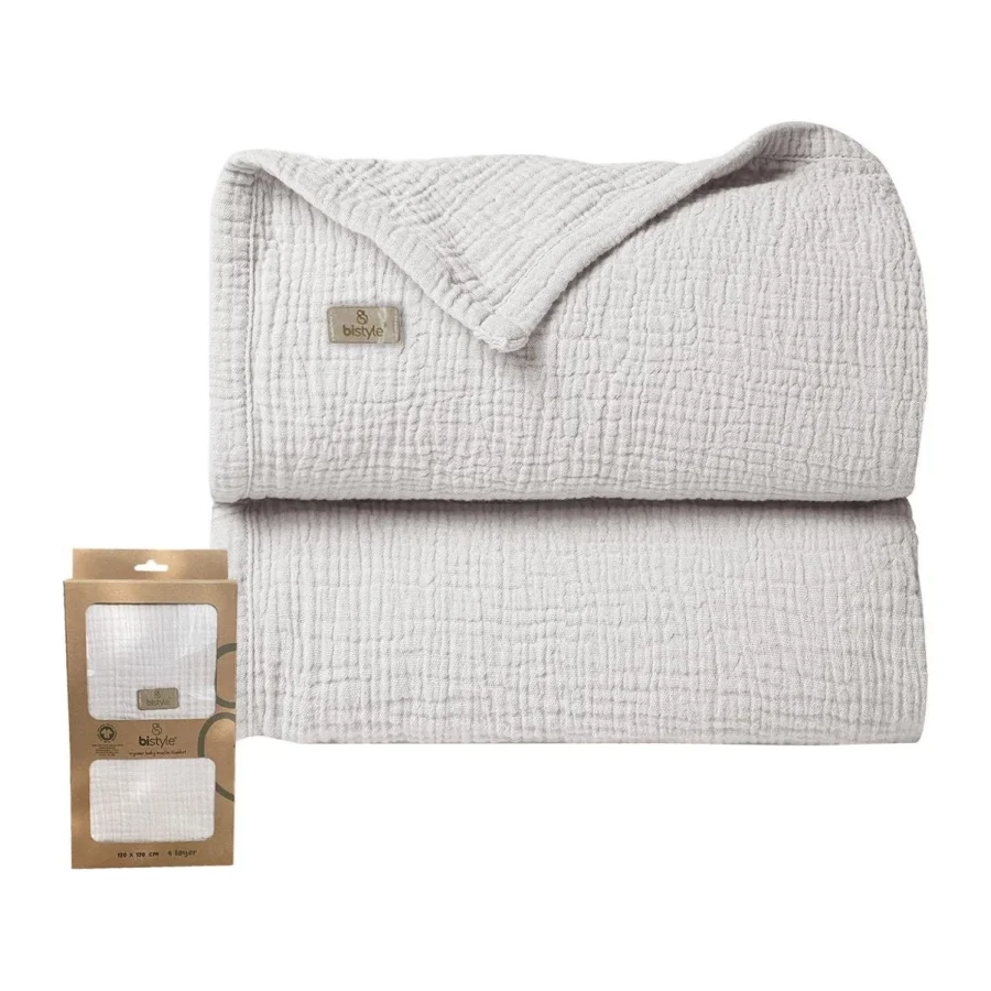 Bistyle Müslin Battaniye, 120x120 cm, Taş