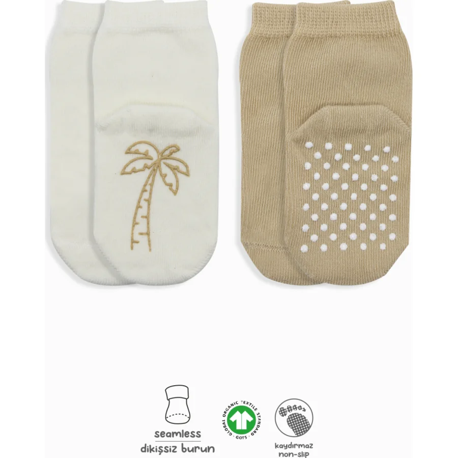 Bistyle 2'Li Meyve Figürlü Kaymaz Soket Çorap 10105 Bej Ekru