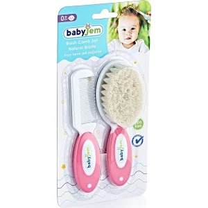 BabyJem Doğal Kıl Fırça Tarak Seti, Pembe