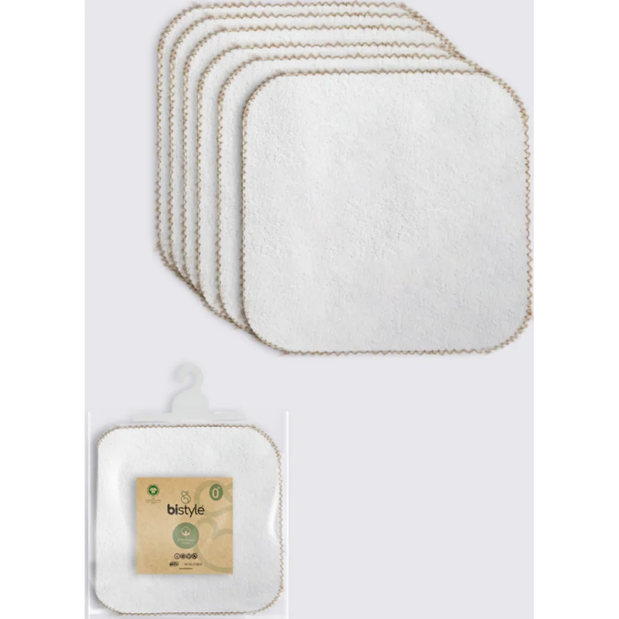 Bistyle Organik Havlu Mendil, 28x28, 6'lı, Ekru