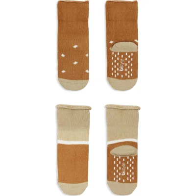 Bistyle Puanlı Kaymaz Havlu Soket Çorap, 2'li, Hardal