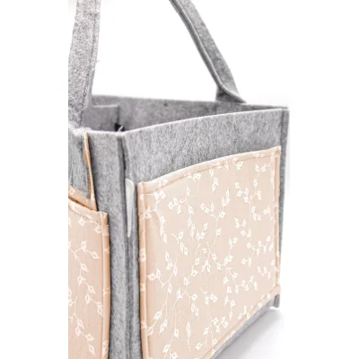 BabyJem Keçe Anne Bebek Bakım Çantası 772 Somon Çiçek