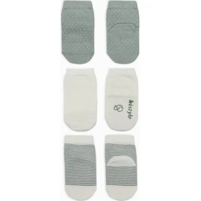 Bistyle Puanlı Kaymaz Penye Soket Çorap, 3'lü, Nil