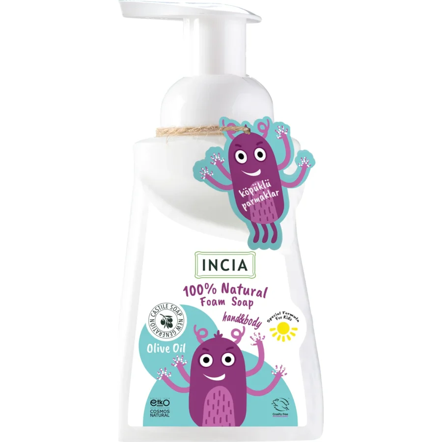 İncia Doğal Çocuklar İçin Zeytinyağlı Köpük Sabun, 200 ml