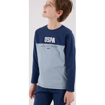 U.S. Polo Assn Uzun Kol Pijama Takım, Koyu İndigo