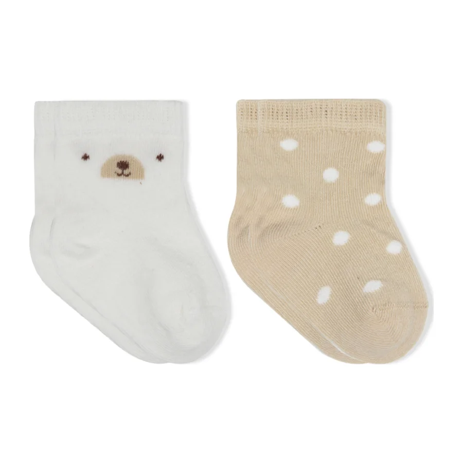 Bistyle So Bear Penye Soket Çorap, 2'li, Ekru, Bej